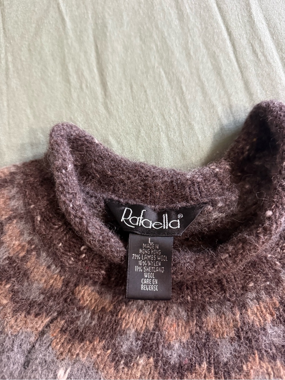 Women's Rafaella Vintage 90's Pattern Wool Pullover Sweater L - Picture 7 of 9